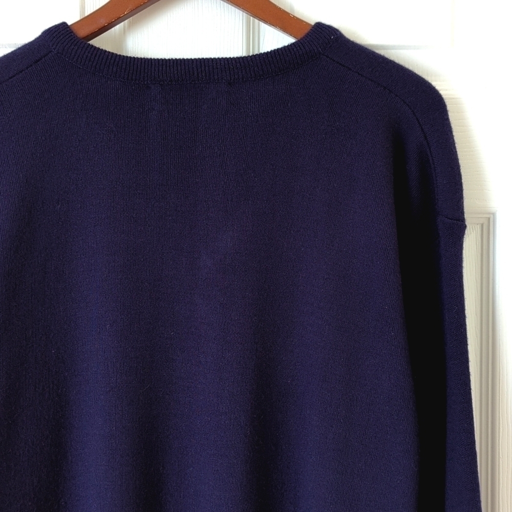 Jantzen 90's Vintage Classic & Cozy Long Sleeve V-neck Knit Sweater Navy XL - Picture 10 of 10